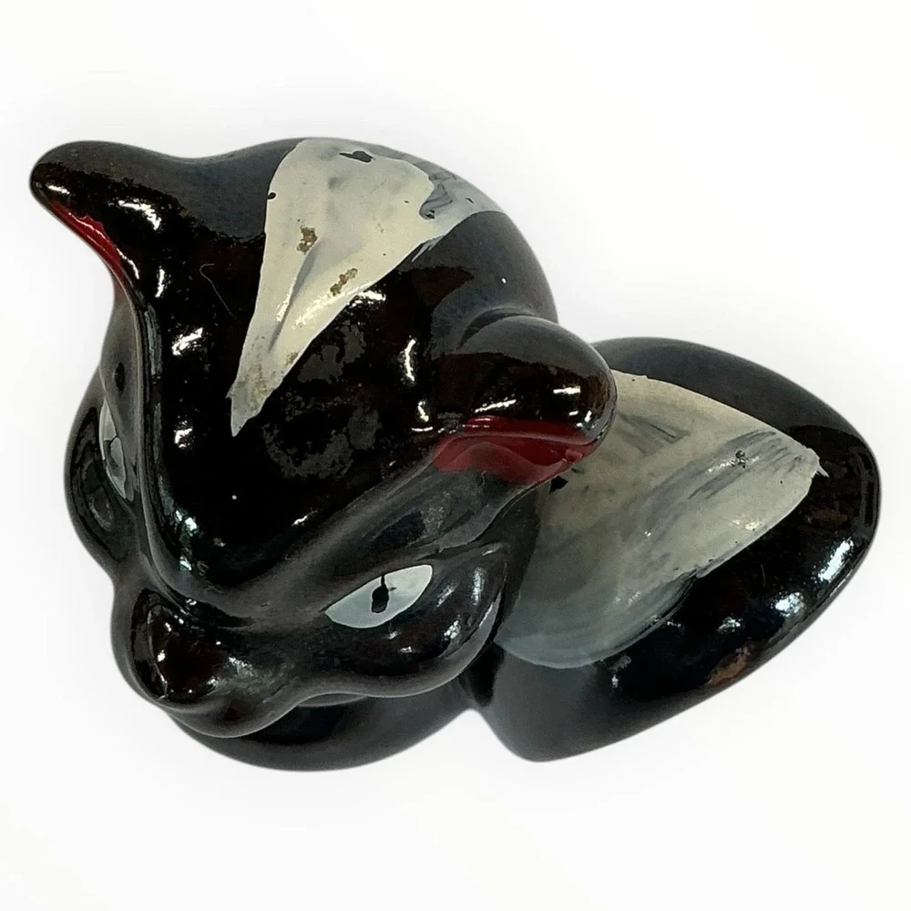 Redware Pottery Skunk Figurine Japan Klitschy‎ MCM Anthropomorphic Hand Painted